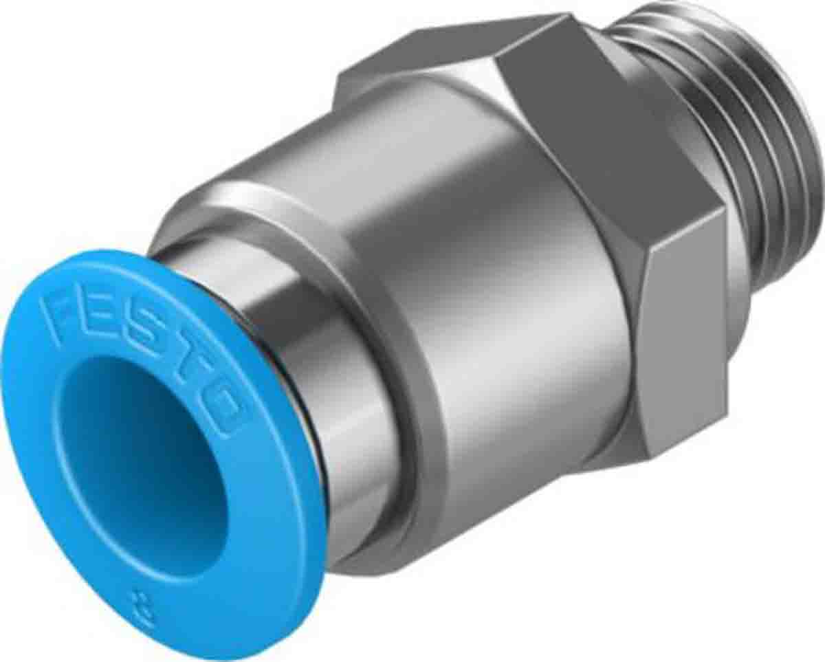 Festo Straight Threaded Adaptor, G 1/8 Male to Push In 8 mm, Threaded-to-Tube Connection Style, 132038