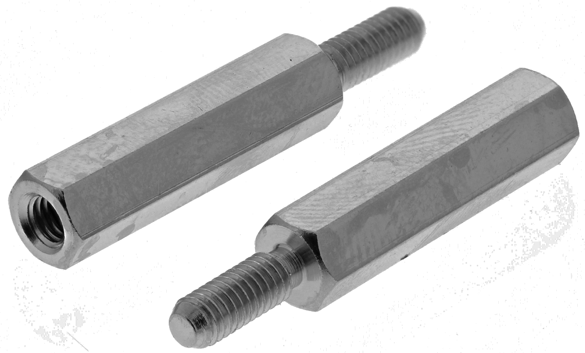 Essentra Standoff, M3 x M3 Thread, 20mm Body, Brass, Male/Female, 8mm Stud
