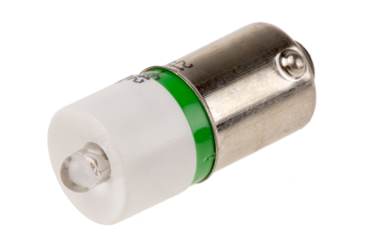RS PRO Green LED Indicator Lamp, 48V ac/dc, BA9s Base, 10mm Diameter, 920mcd