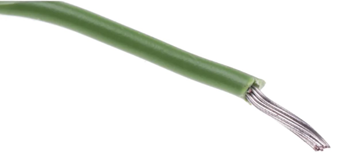 RS PRO Green 0.2mm² Hook Up Wire, 24 AWG, 7/0.2 mm, 100m, PVC Insulation