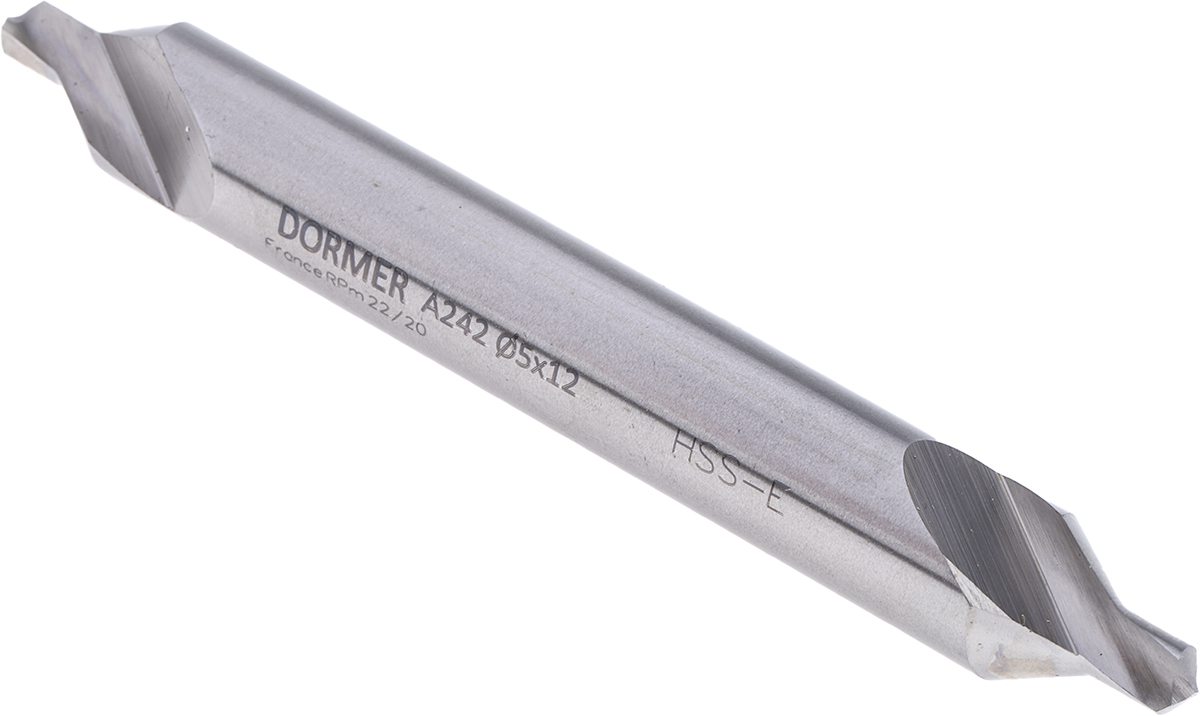 Dormer A2425 Series HSS-E Centre Drill Bit, 5 mm, 12 mm Diameter, 100 mm Overall