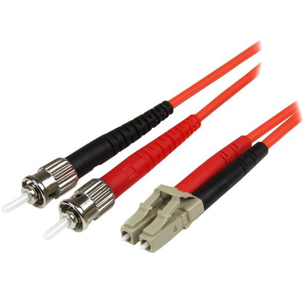 StarTech.com LC to ST Duplex Multi Mode OM2 Fibre Optic Cable, 50/125μm, Orange, 1m