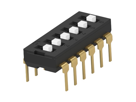 TE Connectivity 6 Way Through Hole DIP Switch SPST, Extended Actuator