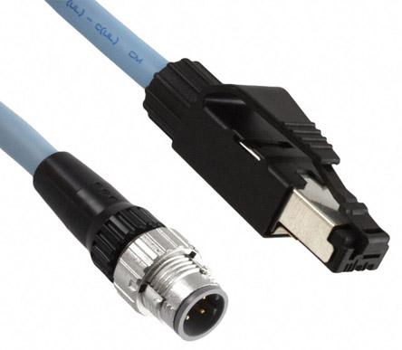 OmronXS5, 2m Cat5e, Black M12 to Male RJ45 Male Shielded, Terminated PUR Sheath