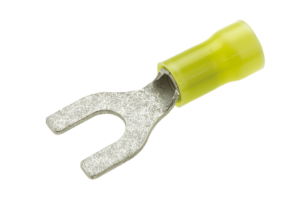 TE Connectivity PLASTI-GRIP Insulated Crimp Spade Connector, 2.6mm² to 6.6mm², 12AWG to 10AWG, M6 Stud Size PVC, Yellow