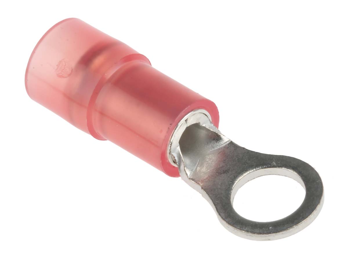 RS PRO Insulated Ring Terminal, M4 Stud Size, 0.5mm² to 1.5mm² Wire Size, Red
