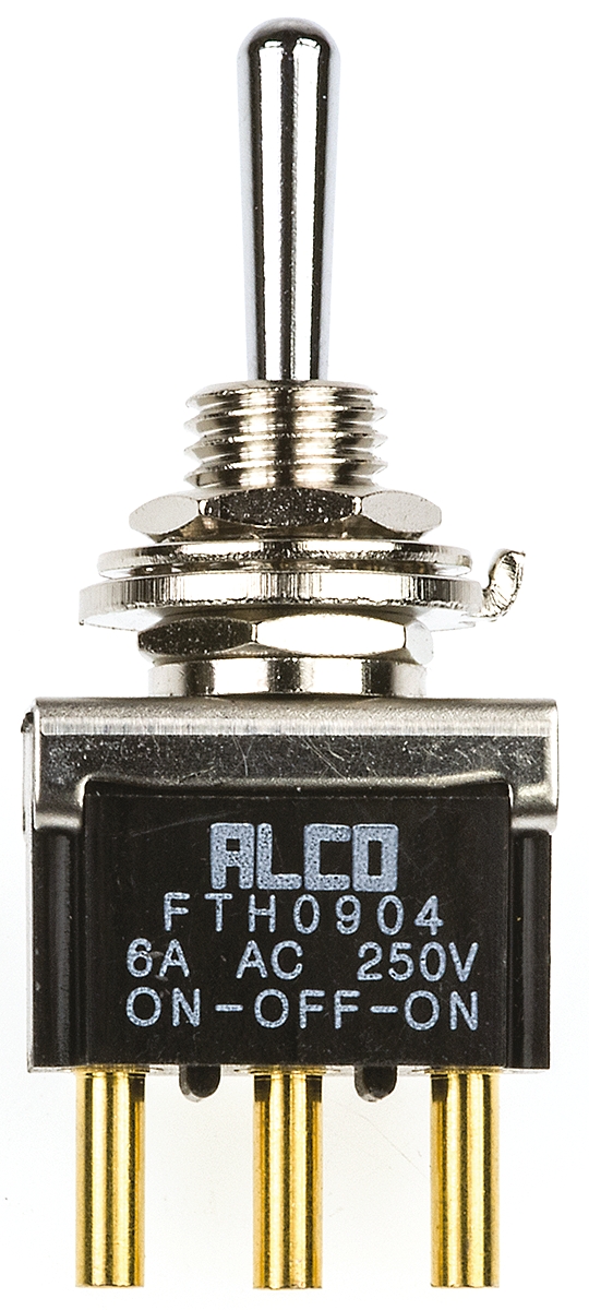 TE Connectivity Toggle Switch, Panel Mount, On-Off-(On), SPDT, Solder Terminal, 125V ac