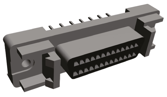 TE Connectivity Amplimite .050 III 26 Way Through Hole D-sub Connector Socket, 2.54mm Pitch, with Rails and Latchblocks