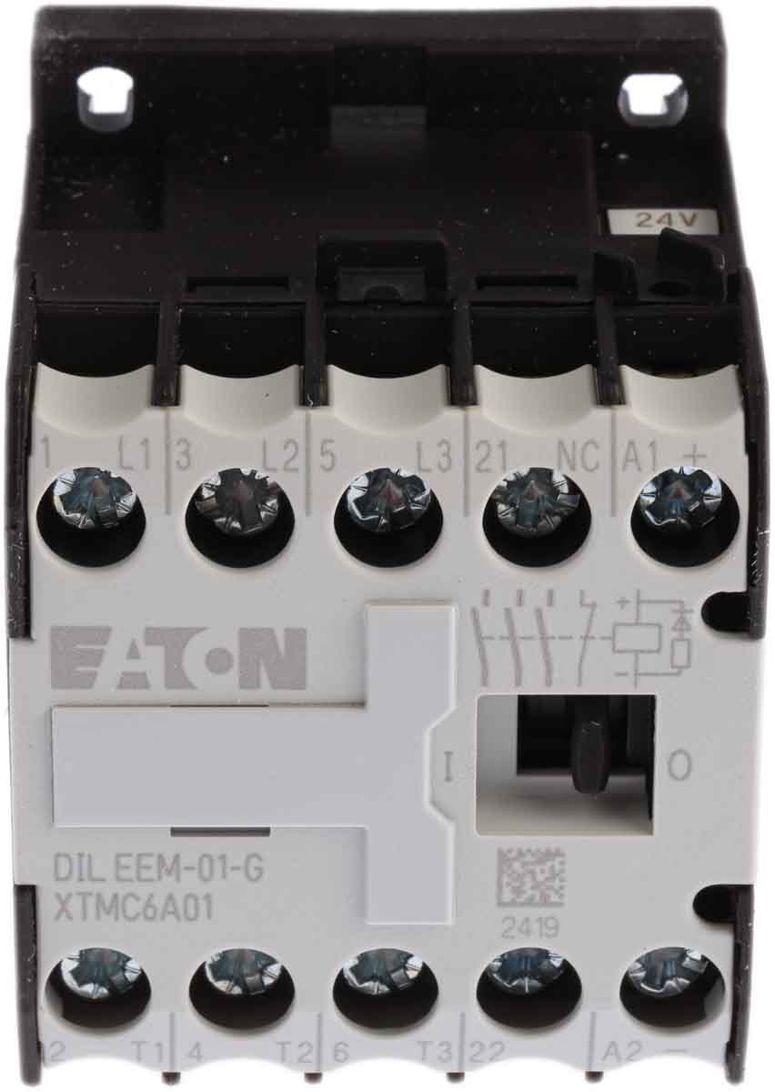 Eaton xStart Contactor, 24 V dc Coil, 1-Pole, 6.6 A, 3 kW, 3NO, 690 V ac
