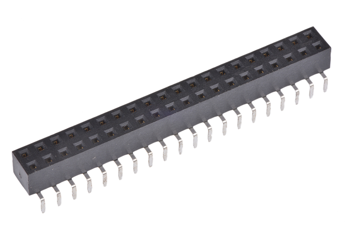 HARWIN Straight Through Hole Mount PCB Socket, 40-Contact, 2-Row, 2.54mm Pitch, Solder Termination
