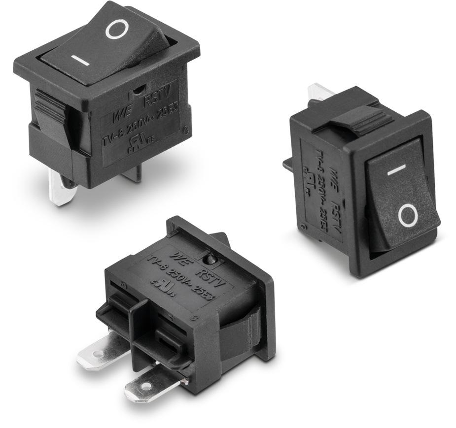 Wurth Elektronik DPST, (On)-Off Rocker Switch Snap-In