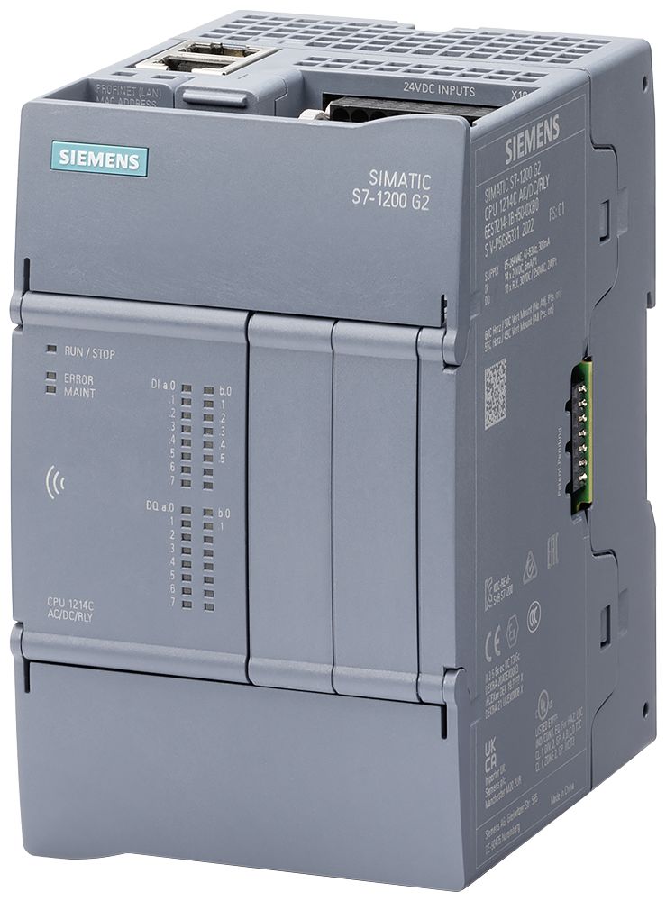 Siemens SIMATIC S7-1200 G2 Series PLC CPU for Use with SIMATIC S7-1200, 24 V Supply, Relay Output, 14-Input, Digital
