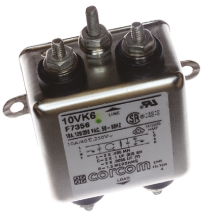 TE Connectivity, Corcom K 10A 250 V ac 50/60Hz, Flange Mount RFI Filter, Single Phase