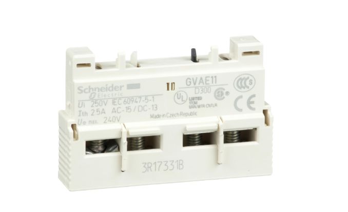 Schneider Electric Auxiliary Contact Block, 2 Contact, 1NC + 1NO, TeSys GVAE11