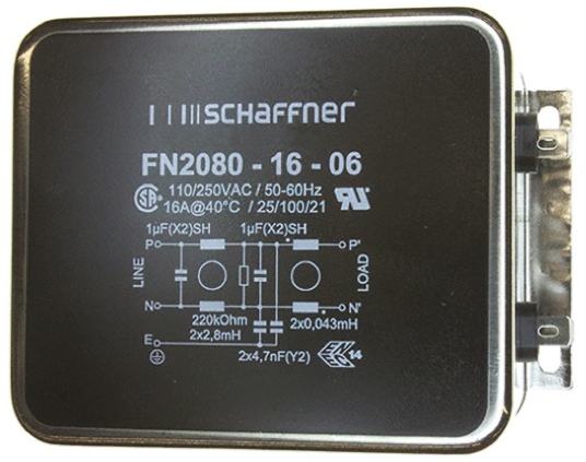 Schaffner, FN2080 16A 250 V ac/dc 400Hz, Chassis Mount EMI Filter, Fast-On