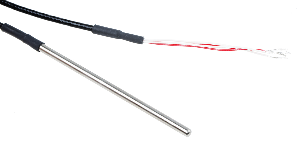 RS PRO PT100 RTD Sensor, 4mm Dia, 100mm Long, 4 Wire, Probe, Class B +250°C Max