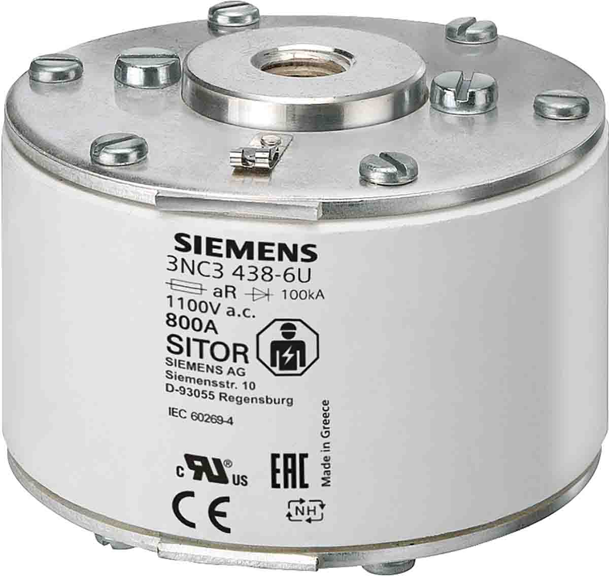 Siemens 1kA size NH3 Square Body Flush End Contacts Fuse, aR, 1kV