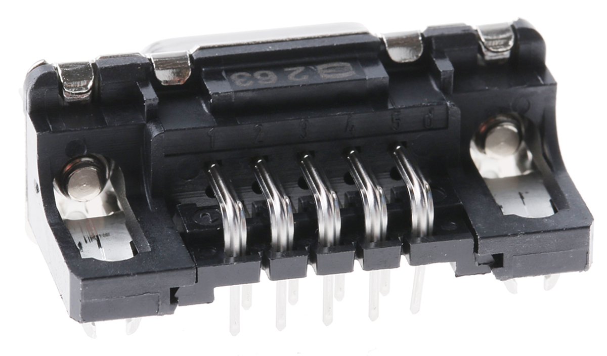 HARTING 9 Way Right Angle Through Hole D-sub Connector Socket, 2.74mm Pitch, with 4-40 UNC Female Screwlocks, Boardlocks