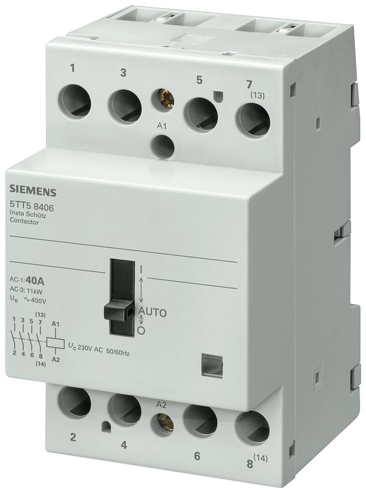 Siemens SENTRON 5TT INSTA Contactor, 230 V ac Coil, 4-Pole, 40 A, 4 kW, 4NO