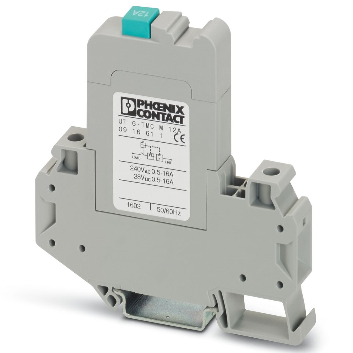 Phoenix Contact CLIPLINE Thermal Circuit Breaker - UT 6-TMC  Single Pole 250V Voltage Rating DIN Rail Mount, 12A