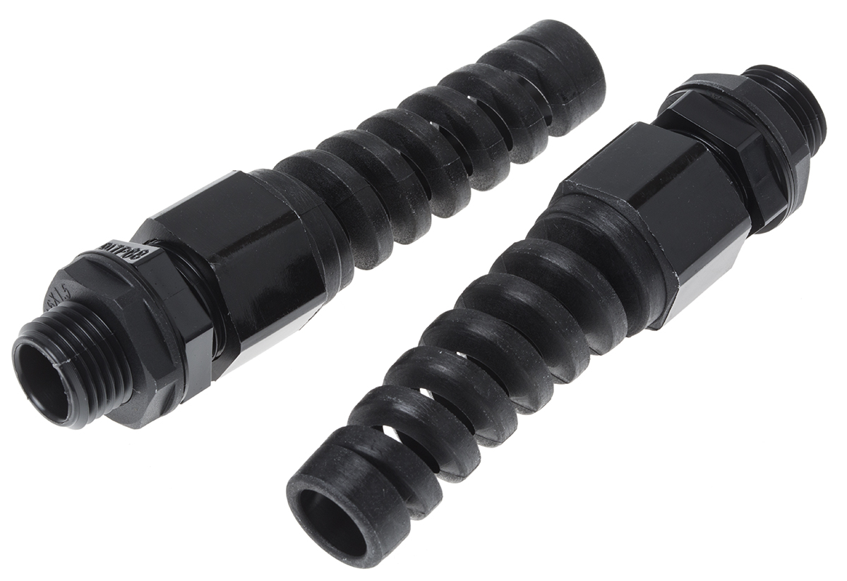 RS PRO Black Nylon Cable Gland, PG16 Thread, 10mm min., 14mm max., IP68