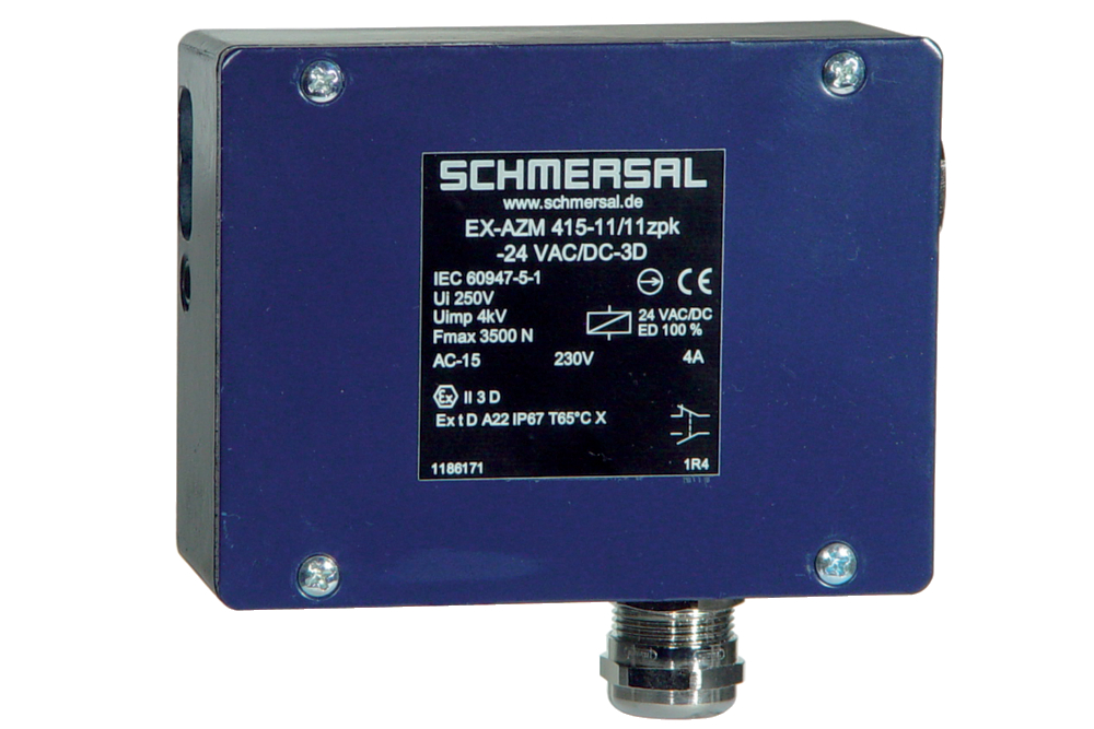 Schmersal EX-AZM 415 Series Solenoid Interlock Switch, Power to Unlock, 24V ac, 1NC/1NO