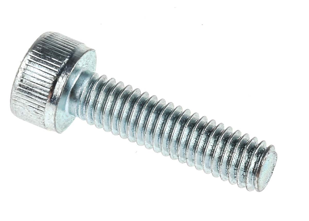 RS PRO Bright Zinc Plated Steel Hex Socket Cap Screw, DIN 912, M4 x 16mm