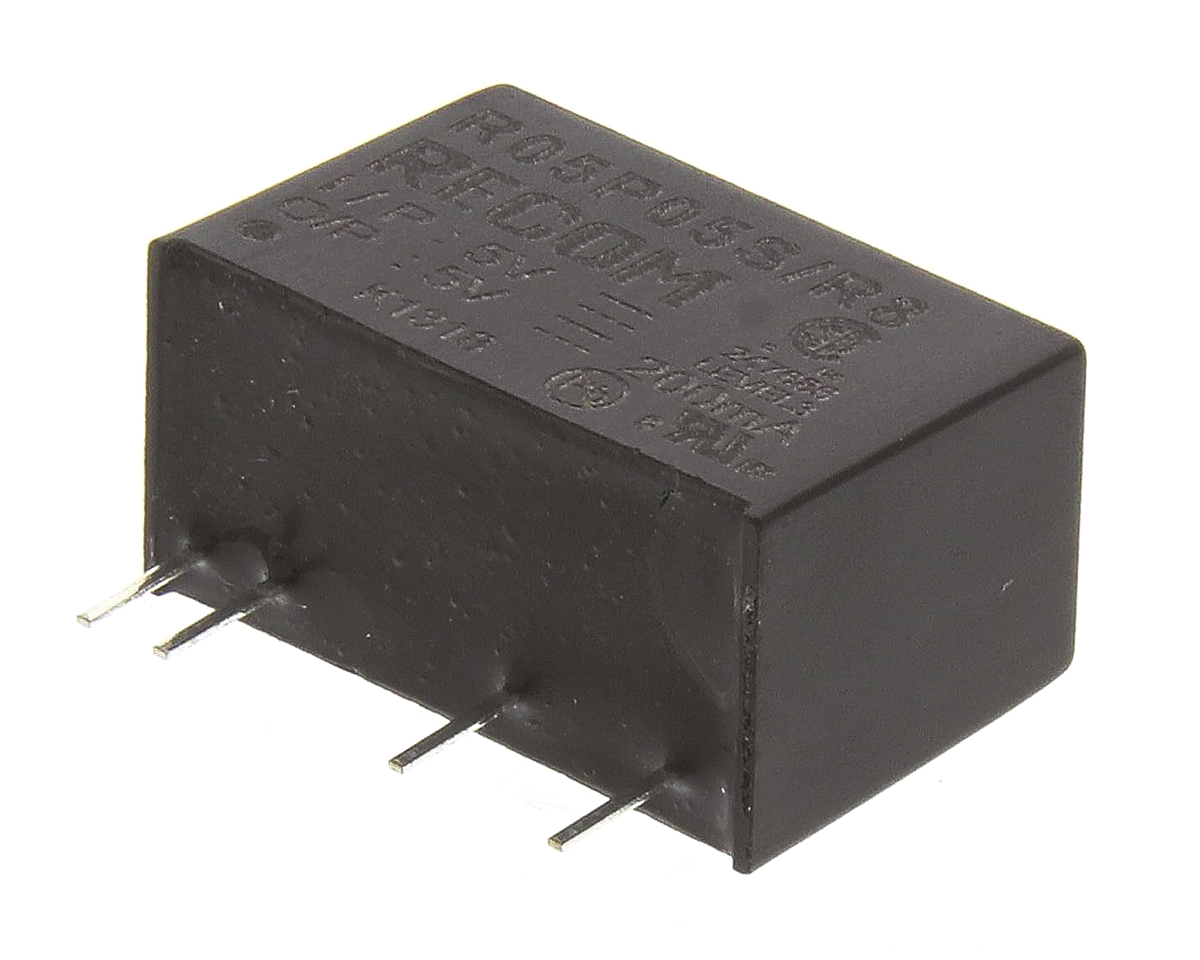 Recom RxxPxx/R DC-DC Converter, 5V dc/ 200mA Output, 4.5 → 5.5 V dc Input, 1W, Through Hole, +85°C Max Temp