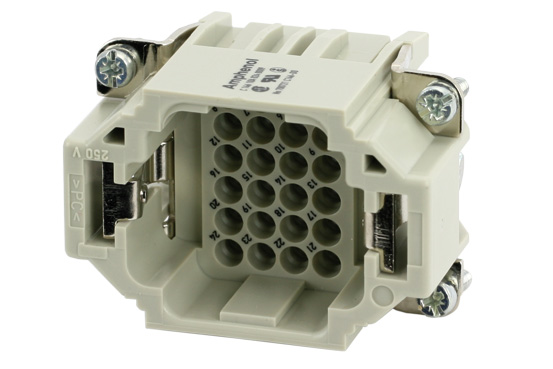 Amphenol Industrial Heavy Duty Power Connector Insert, 10A, Male, Heavy Mate C146 Series, 24 + PE Contacts