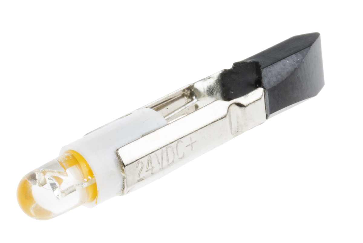 RS PRO Yellow LED Indicator Lamp, 24V ac/dc, Telephone Slide Base, 5.5mm Diameter, 300mcd