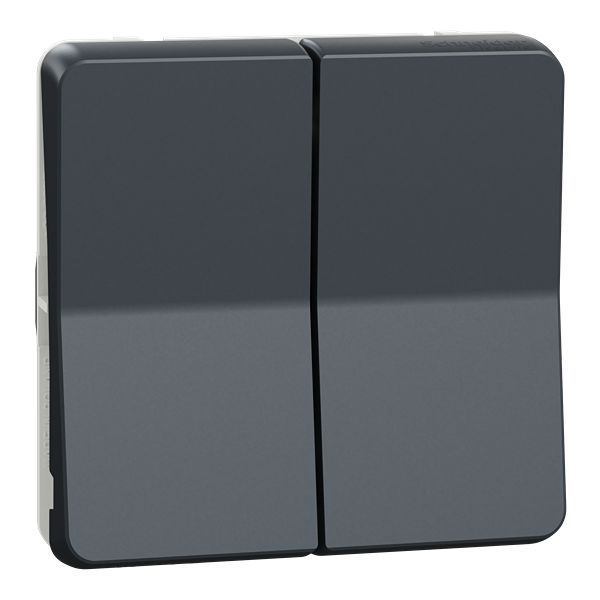 Schneider Electric Grey Push Button Light Switch, 2 Way, 2 Gang, Mureva Styl