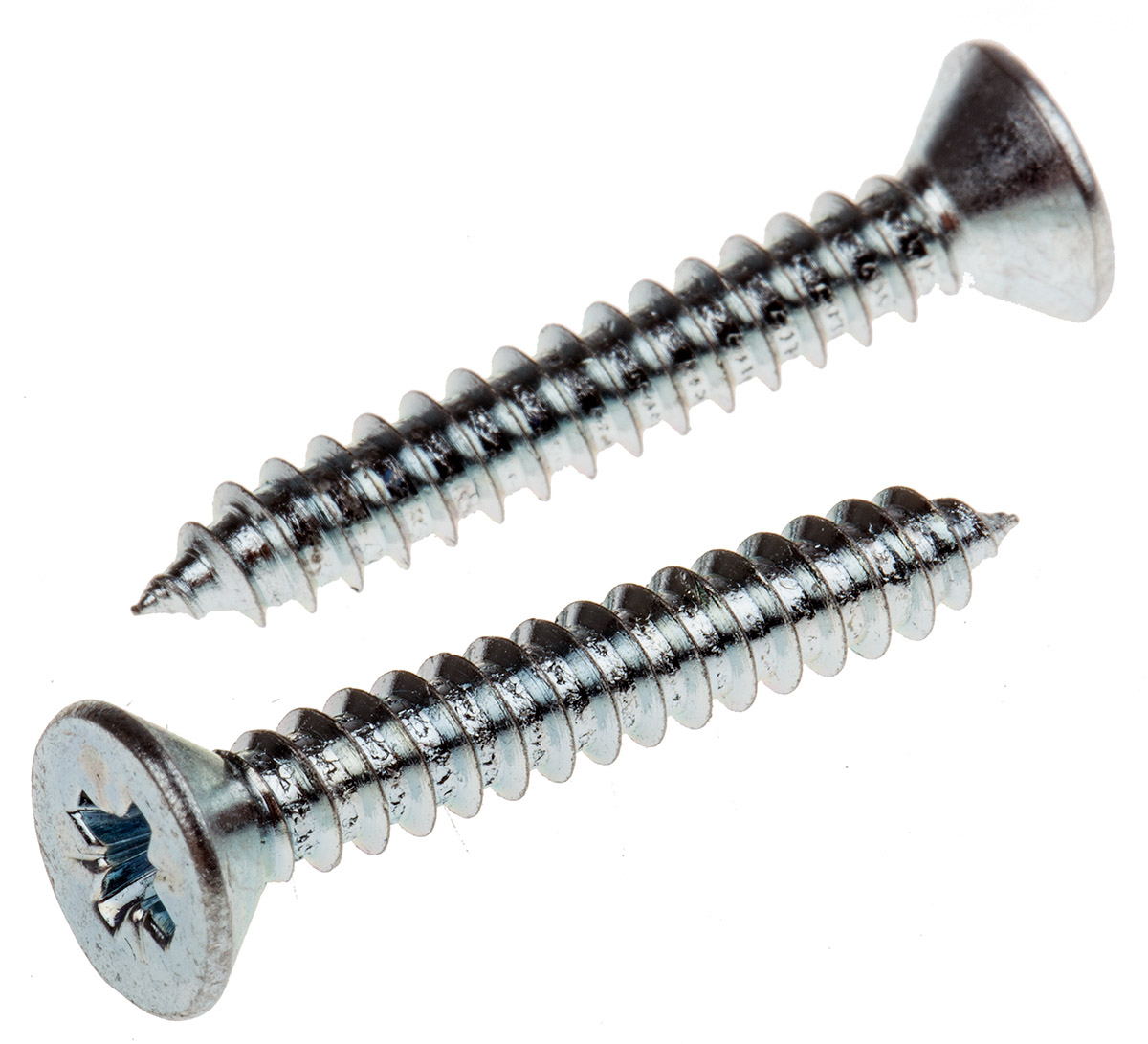 RS PRO Bright Zinc Plated Steel Countersunk Head Self Tapping Screw, N°10 x 1.1/4in Long 32mm Long