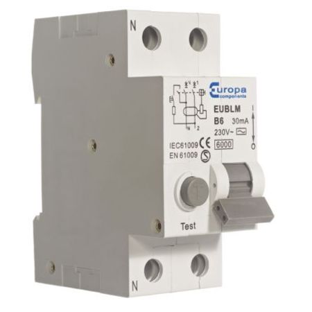 Europa RCBO, 40A Current Rating, 2P Poles, 30mA Trip Sensitivity, Type A, EUBLMC Range