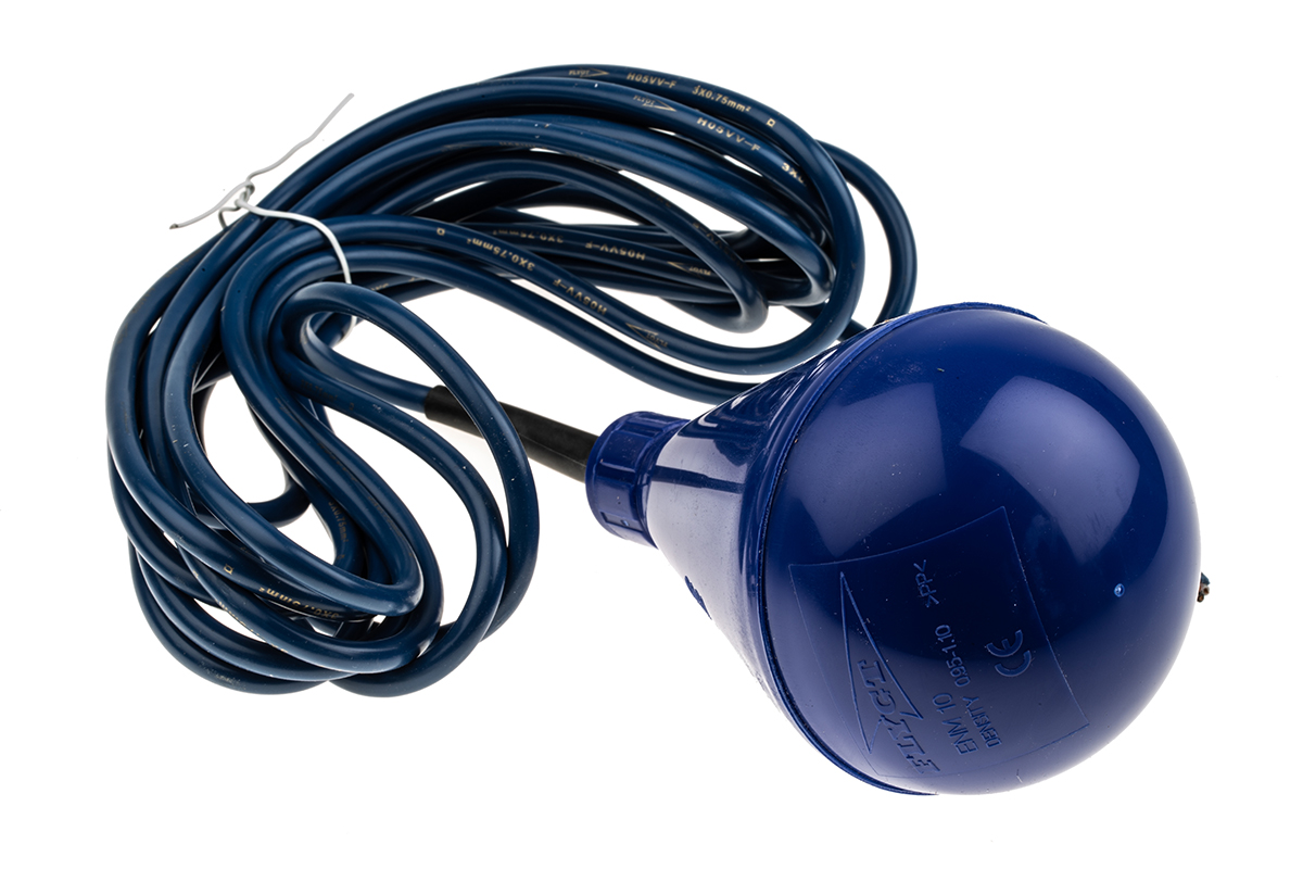 Xylem ENM-10 Series Cable Mount Polypropylene Float Switch, Float, 6m Cable