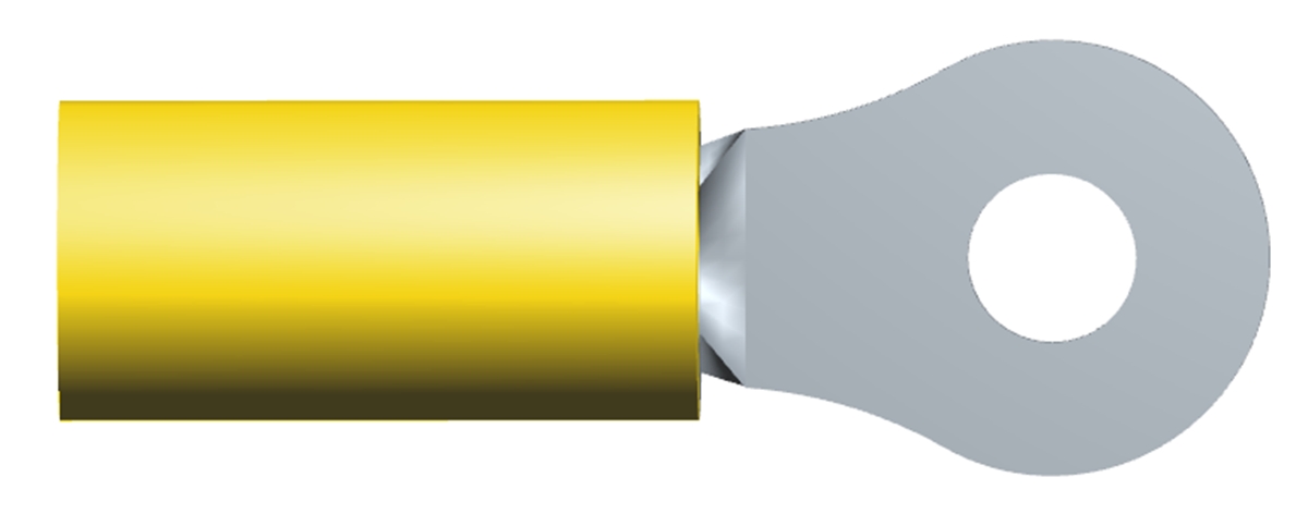 TE Connectivity, PLASTI-GRIP Insulated Ring Terminal, M3.5 (#6) Stud Size, 2.6mm² to 6.6mm² Wire Size, Yellow