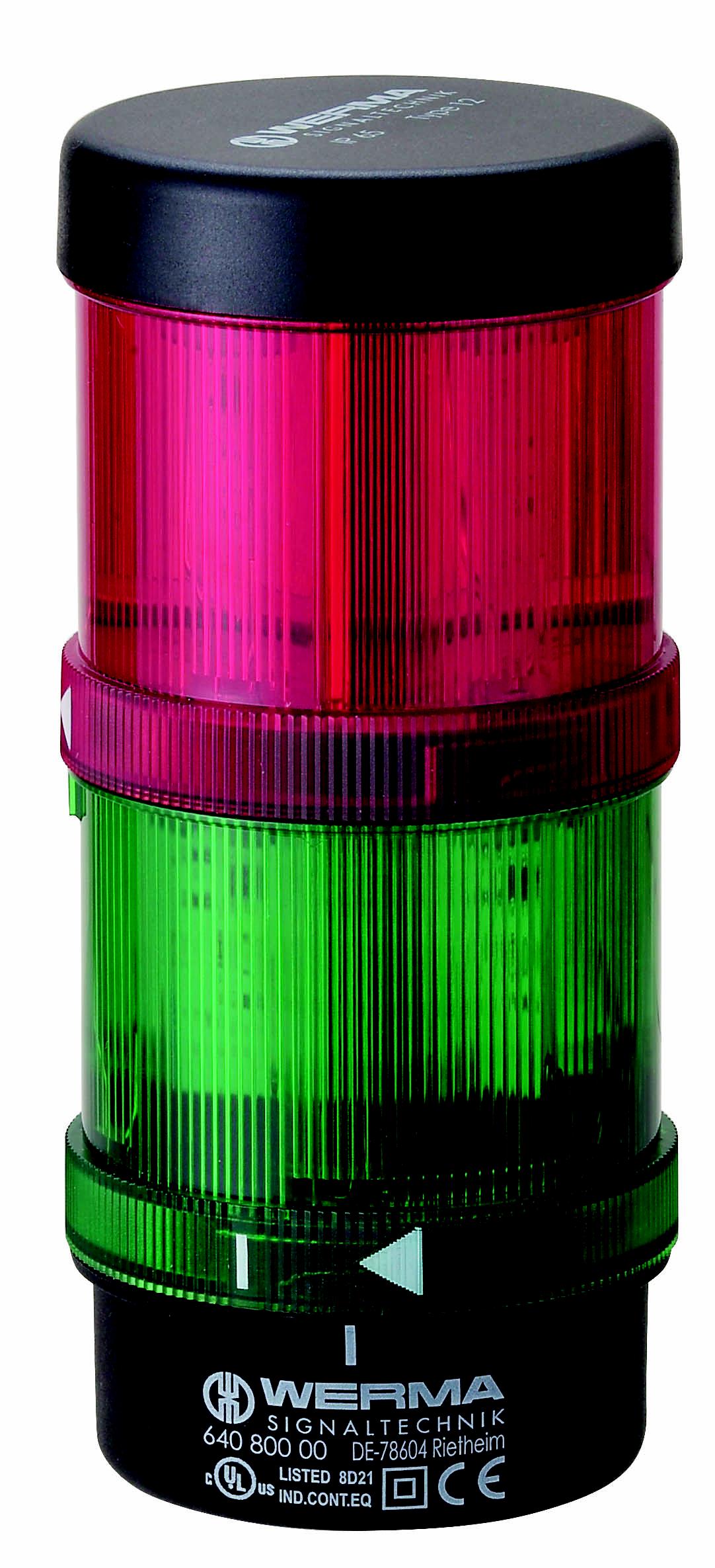 Werma KS71 Series Green, Red Signal Tower, 2 Lights, 115 V, Base Mount, Wall Mount