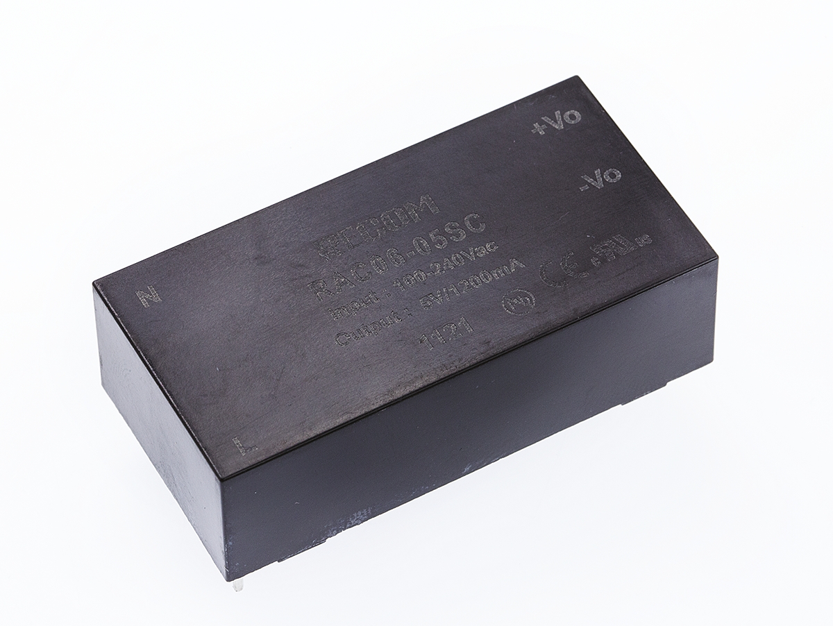 Recom Switching Power Supply, RAC06-05SC, 5V dc, 1.2A, 6W, 1 Output, 90 → 264V ac Input Voltage