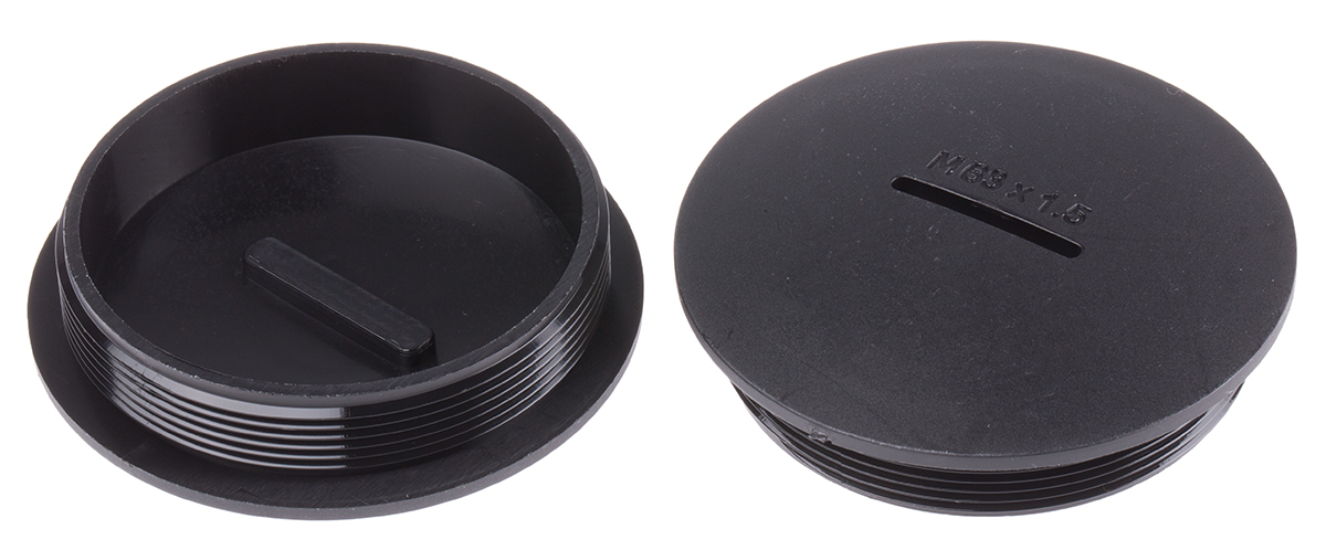 RS PRO Blanking Plug, M63, 62.4mm Hole Diameter, Nylon 66, 69.3mm Diameter, Threaded