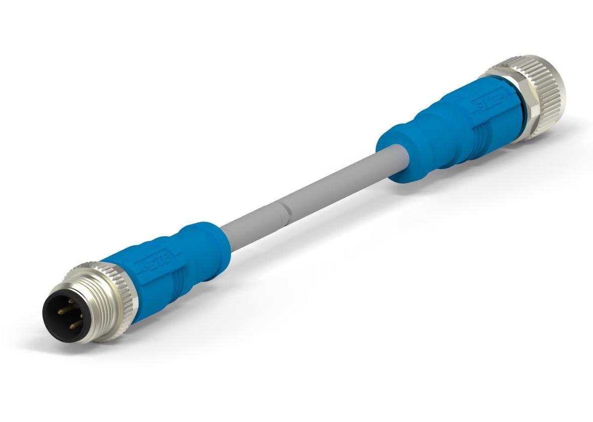 TE Connectivity Male 3 way M12 Plug to Female M12 Pigtail Cable Assembly, 1.5 m