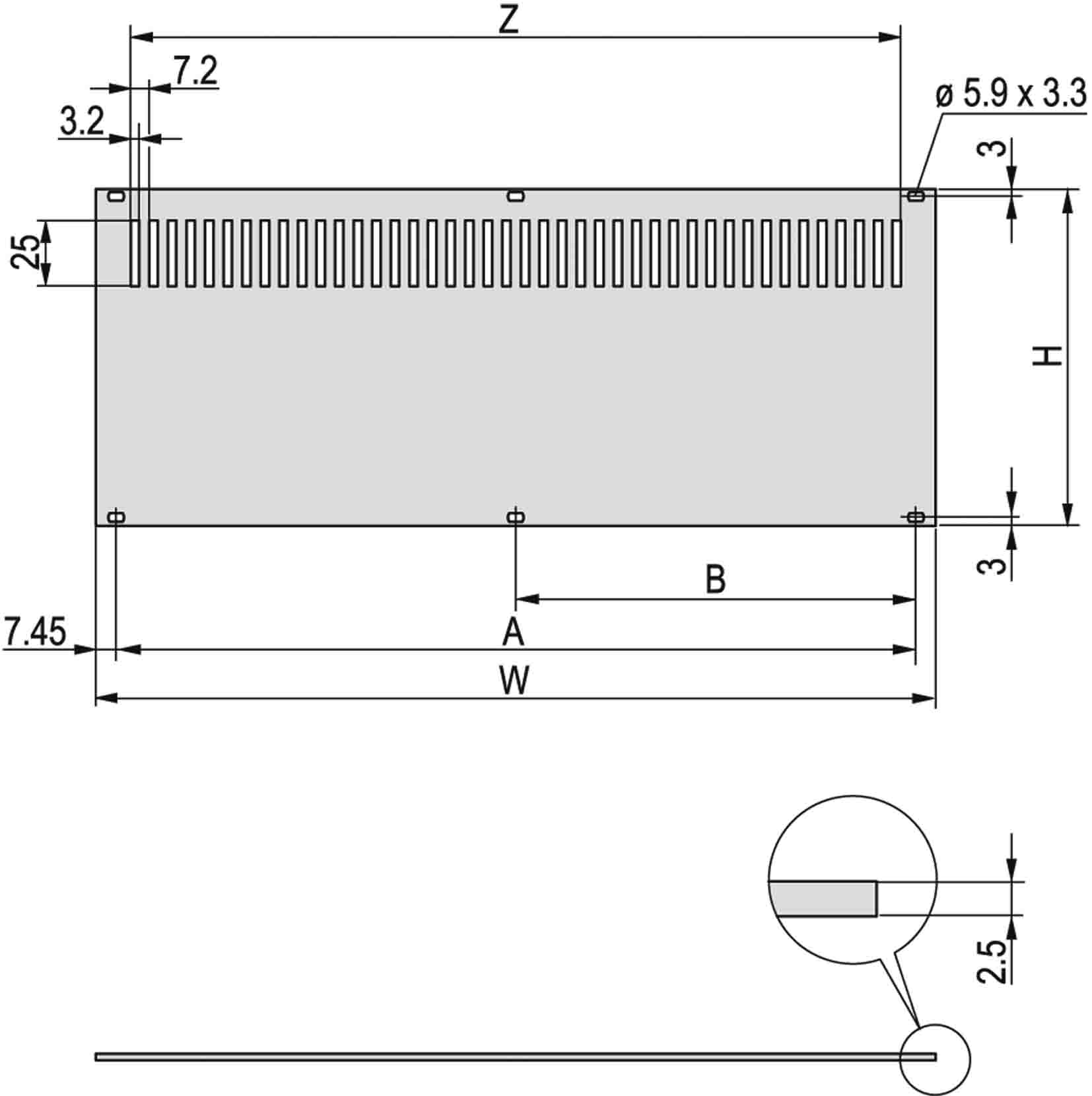 nVent SCHROFF Grey Aluminium Back Plane, 3U, 84HP, Ventilated, 426.28 x 128.4mm