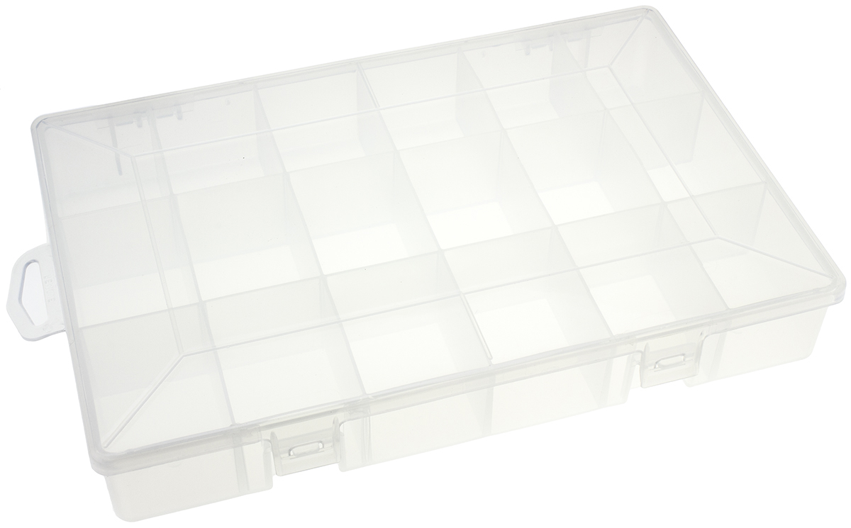 RS PRO 18 Cell Transparent PP Compartment Box, 40mm x 280mm x 180mm