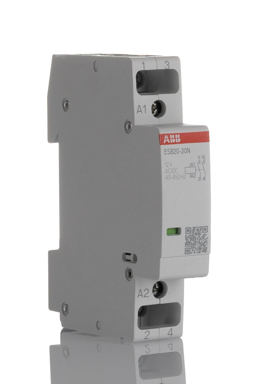 ABB ESB20 Contactor, 12 V Coil, 2-Pole, 20 A, 4.6 kW 12 V, 2 NO, 250V