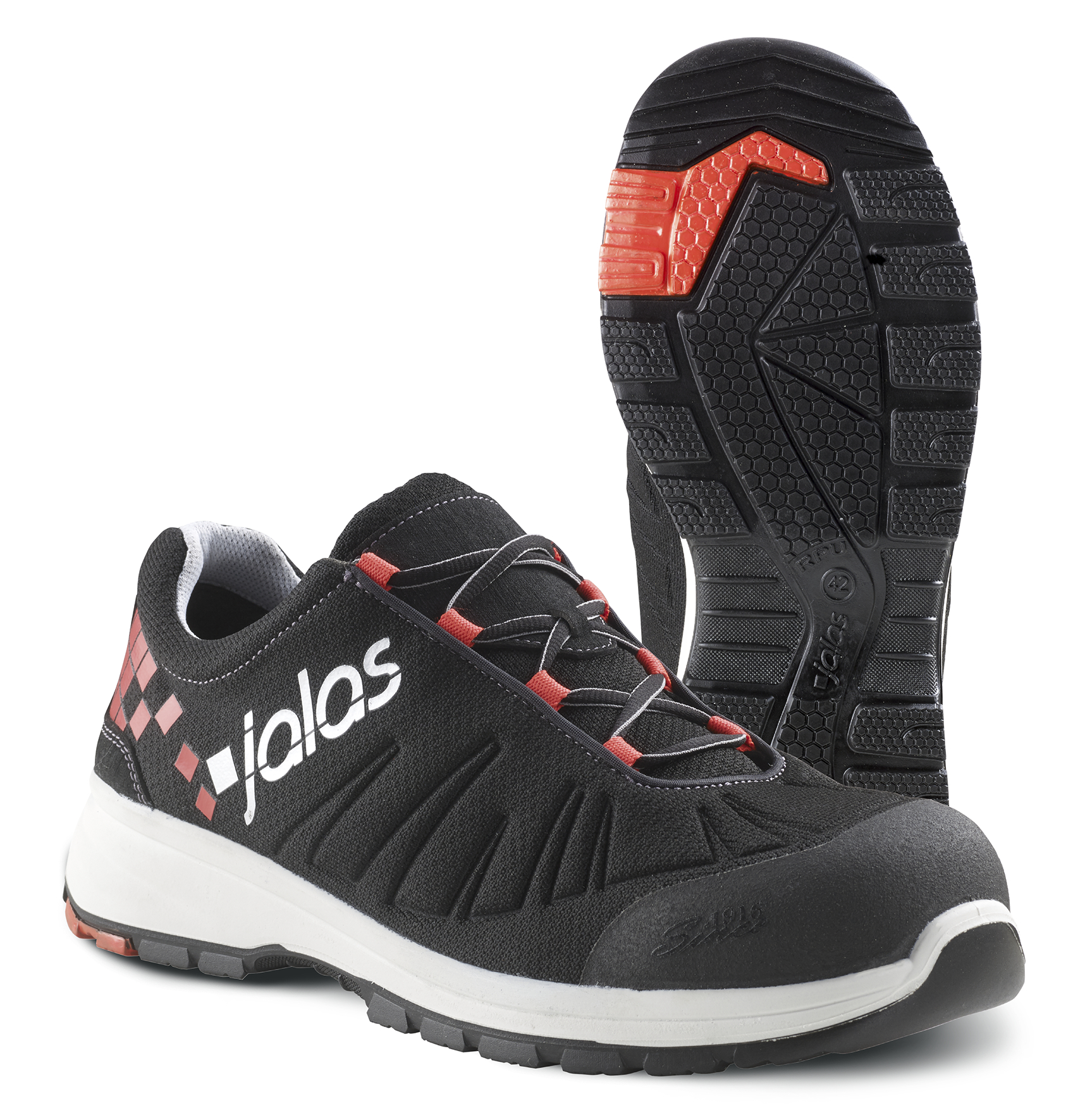Jalas 7148 Unisex Black, Red, White Aluminium Toe Capped Safety Trainers, UK 4, EU 37