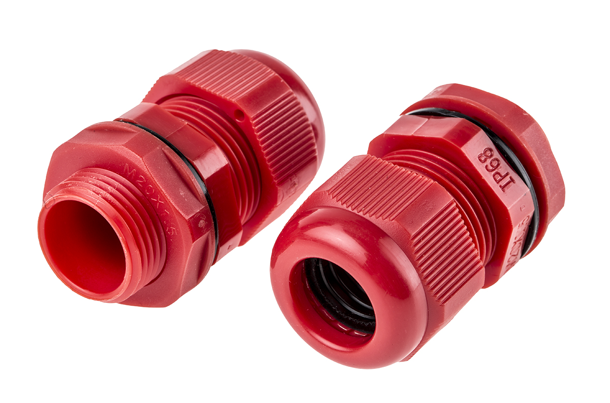 RS PRO Red Nylon Cable Gland, M20 Thread, 10mm min., 14mm max., IP68