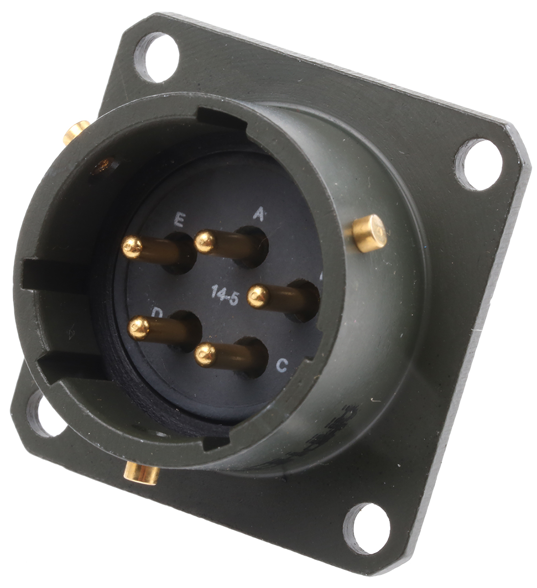 Amphenol Limited, 62GB 5 Way Box Mount MIL Spec Circular Connector ReceptacleOlive, Pin Contacts,Shell Size 14, Bayonet