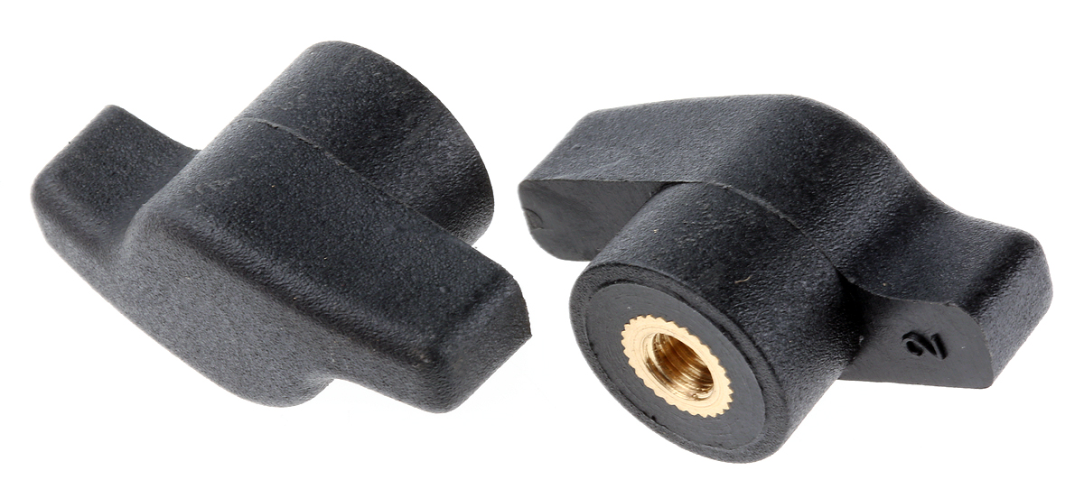 RS PRO Black Wing Clamping Knob, M5, Threaded Hole