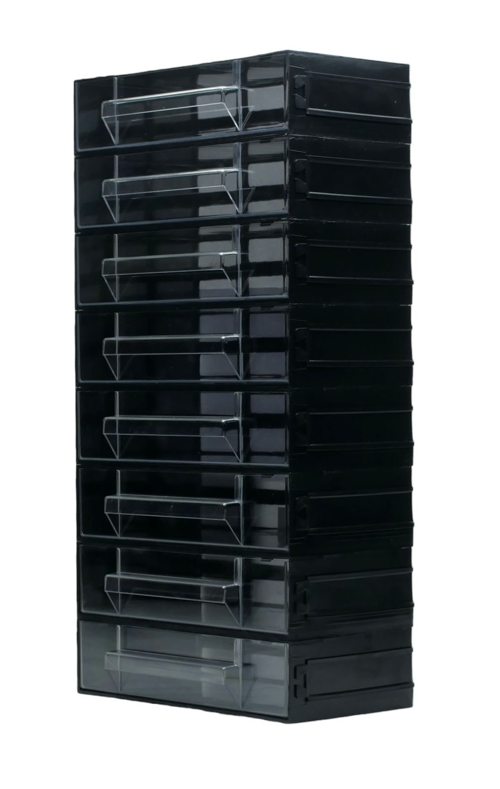 RS PRO 8 Drawer Storage Unit, Polystyrene, 338mm x 225mm x 133mm, Black, Transparent
