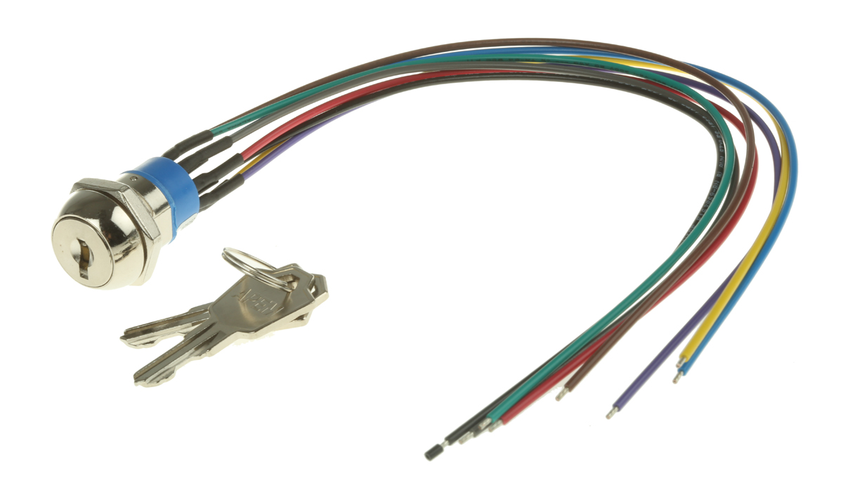 APEM Key Switch, DPST, 4 A @ 28 V dc 3-Way Flat-Key