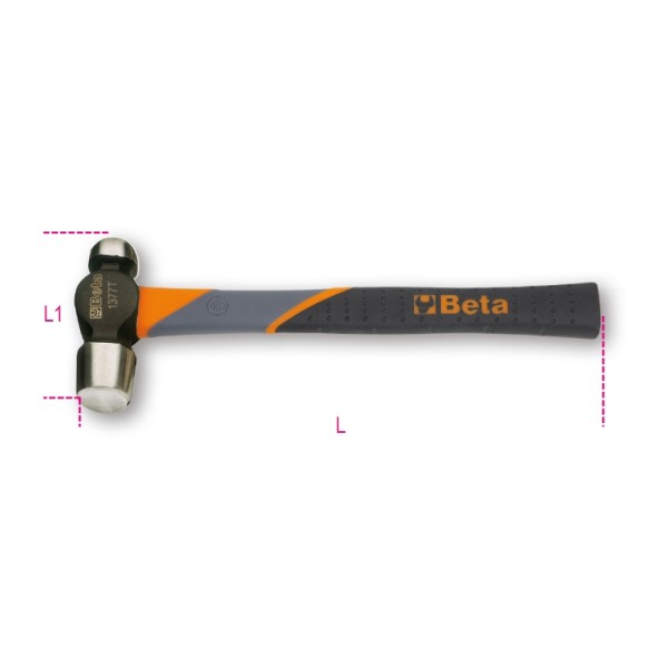 BETA Steel Ball-Pein Hammer with Fibreglass Handle, 340g