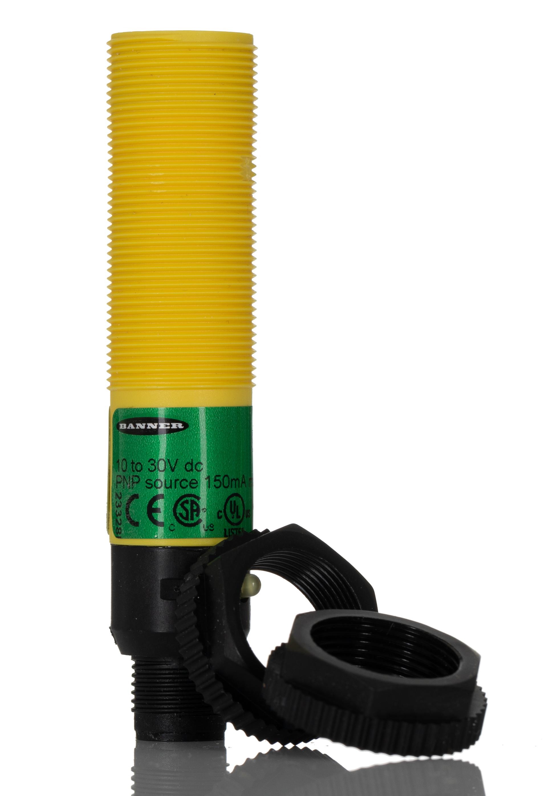 Banner Retroreflective Photoelectric Sensor, Barrel Sensor, 2 m Detection Range